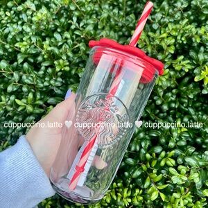 ❤️NEW❤️Starbucks 2026 Valentine Red Hearts Glass Cold Cup Tumbler